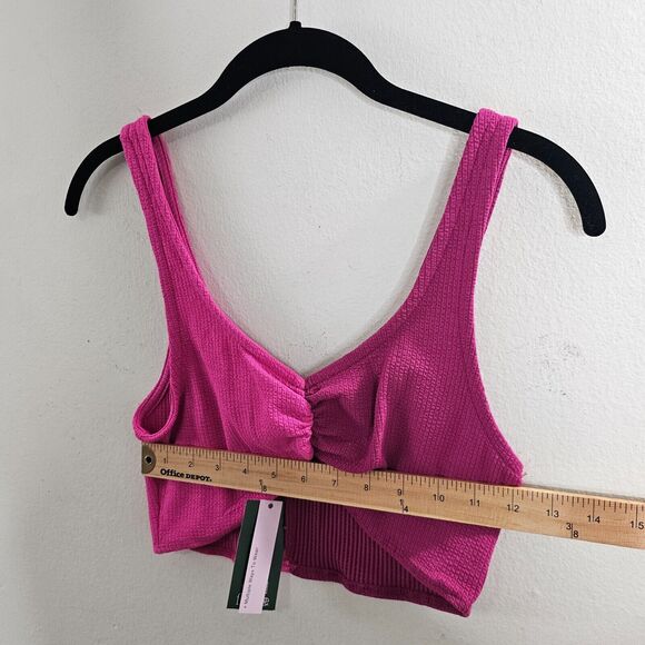 NWT Wild Fable Pink Color Block Front Ruched Bralette Crop Tank Top Medium - Picture 8 of 9